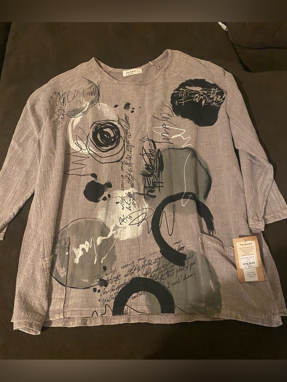 Jess&Jane Abstract Tempo mineral wash tunic top